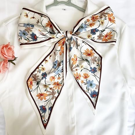 Silk Head Scarf for Hair Fashion Headwrap for Women Lightweight Neck Tie