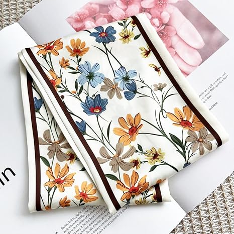 Silk Head Scarf for Hair Fashion Headwrap for Women Lightweight Neck Tie