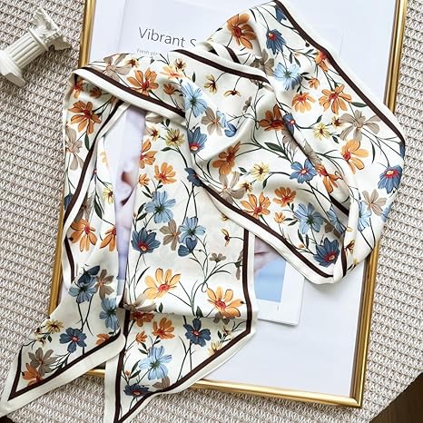 Silk Head Scarf for Hair Fashion Headwrap for Women Lightweight Neck Tie