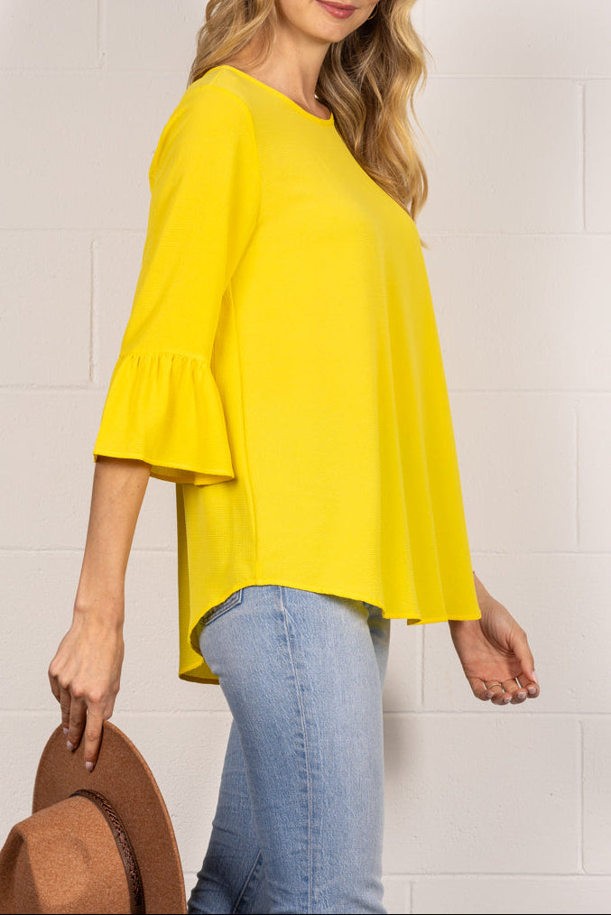 Ruffle-Sleeve Relaxed Fit Top｜Flowy Fabric｜Elegant & Casual Everyday Wear